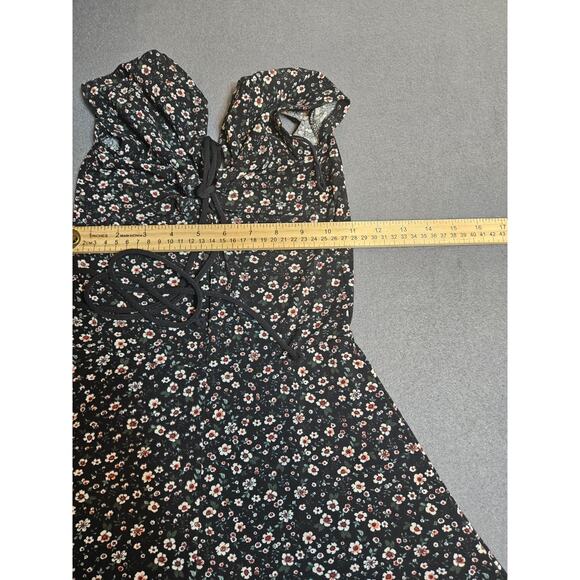Aeropostale Dress Womens Extra Small Black Floral Tie-Neck Sundress - Picture 3 of 7